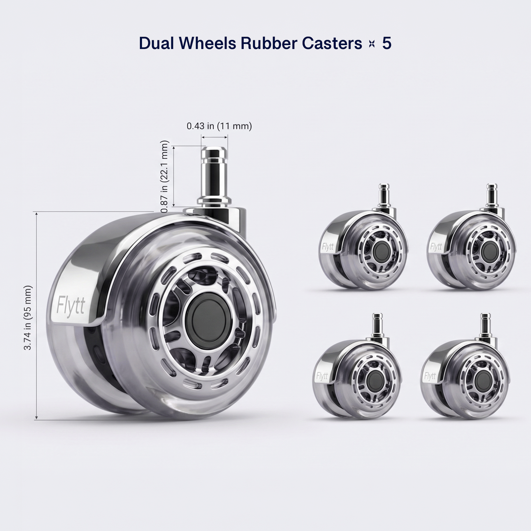 Flytt Glide Casters - 3.75" Soft Rollerblade Wheels